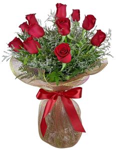 BUQUÊ 12 ROSAS VERMELHAS NACIONAIS VALENTINA